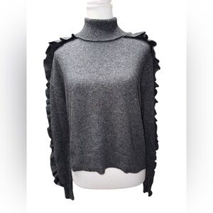 Cinq à Sept Tous Les Jours Savanna Ruffle Trim Cashmere Turtleneck Sweater